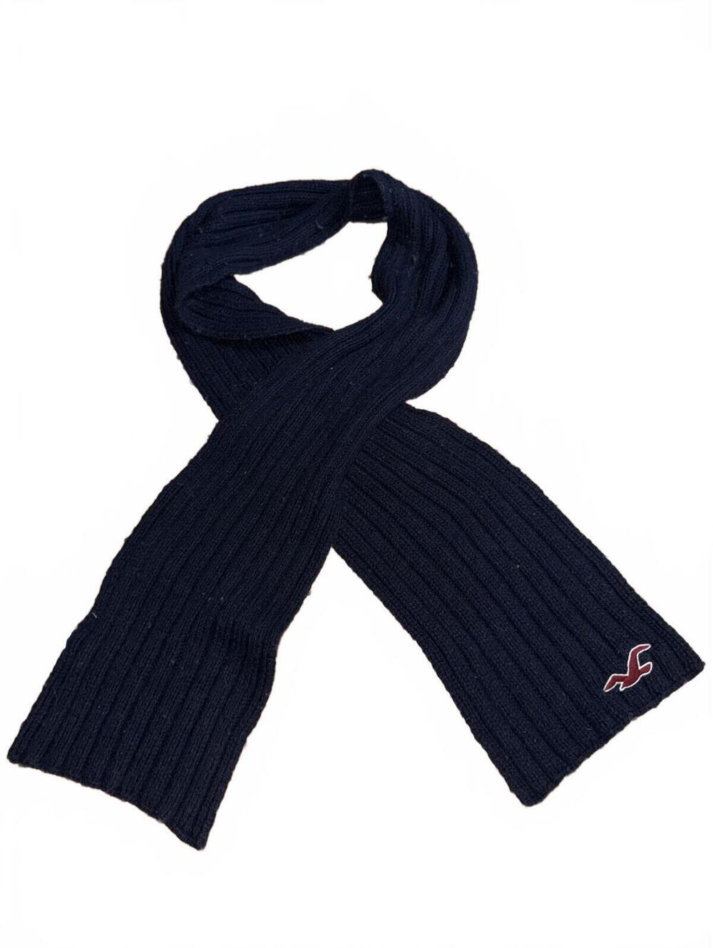 Vintage Y2K Hollister Navy Blue Ribbed Knit Scarf
